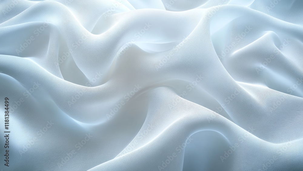 Obraz premium Soft white fabric drapes with gentle waves and textures