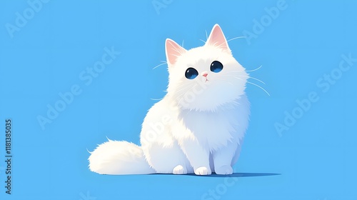 Simple hand-drawn cat illustration with a minimalistic, transparent background in anime style