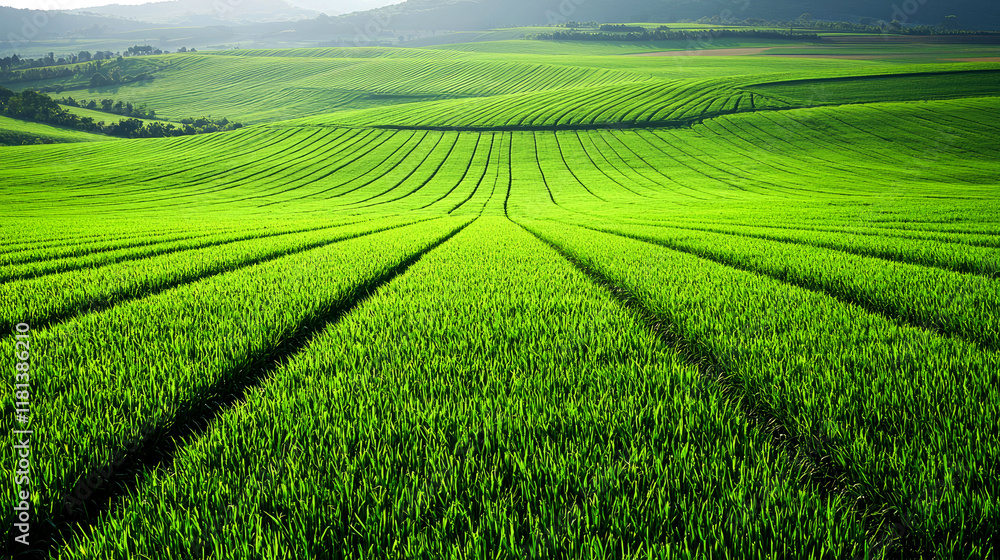 Stunning Green Field Landscape: Serene Countryside Scenery Stunning Green Field Landscape: Serene Countryside Scenery