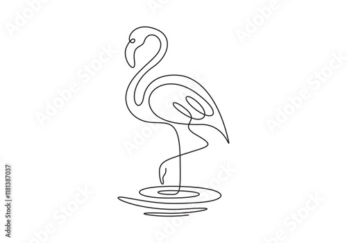 Continuous one line drawing of flamingo outline graphic vector illustration