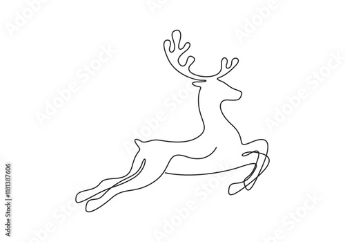 A drawing of a deer with a white background continuous single line drawing vector illustration