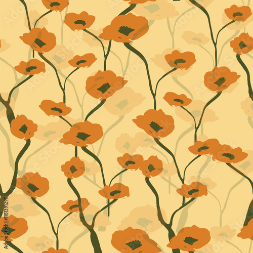 Obraz na płótnie seamless hand drawn tiny yellow flowers pattern background w salonie