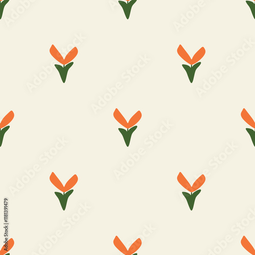 Obraz na płótnie seamless simple orange tulip flowers pattern background w salonie