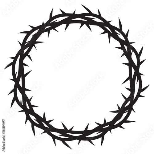 Crown of thorns icon silhouette. Vector religious symbol of Christianity. Vector illustration