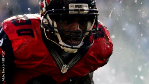 American football player in action showcasing strength, speed, teamwork, and competitive spirit on the field with game-winning strategies