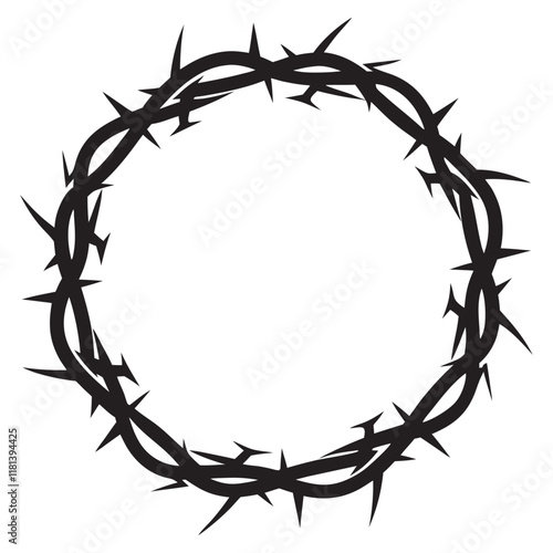 Crown of thorns icon silhouette. Vector religious symbol of Christianity. Vector illustration