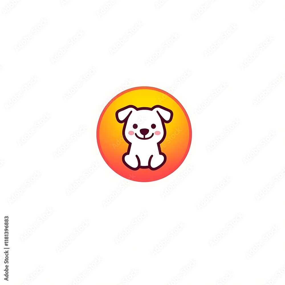 Cute Puppy in a Circle: Adorable cartoon puppy in a circle with a bright orange and yellow gradient background. Perfect for social media, children's products, and pet-related projects. Cute Puppy in a Circle: Adorable cartoon puppy in a circle with a bright orange and yellow gradient background. Perfect for social media, children's products, and pet-related projects.