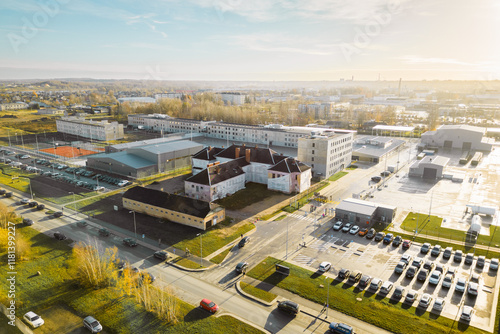 Siauliai, Lithuania - 13th november, 2024: aerial new military Margiris Infantry Battalion campus ground.Project of Ministry of National Defense. Lithuanian Armed Forces in iauliai, eastern Europe. photo