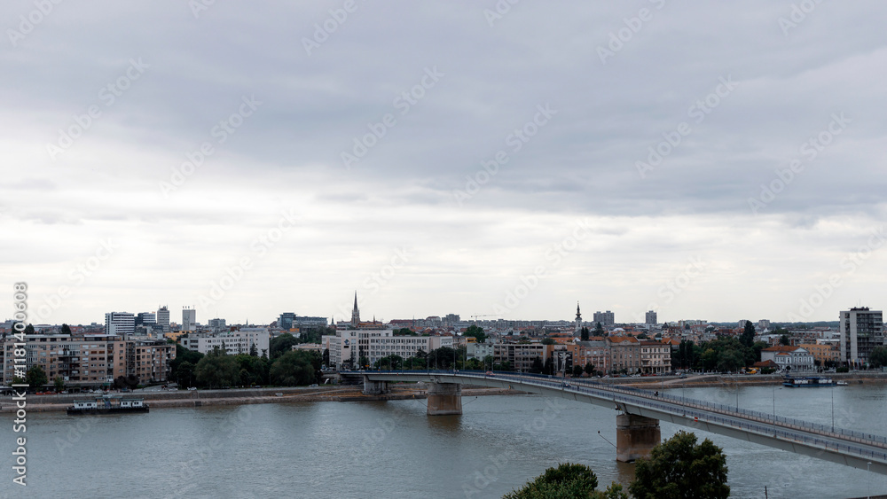 Panoramic view of Novi Sad and Danube River in Serbia Panoramic view of Novi Sad and Danube River in Serbia