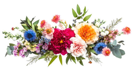 Colorful floral arrangement or bouquet transparent background