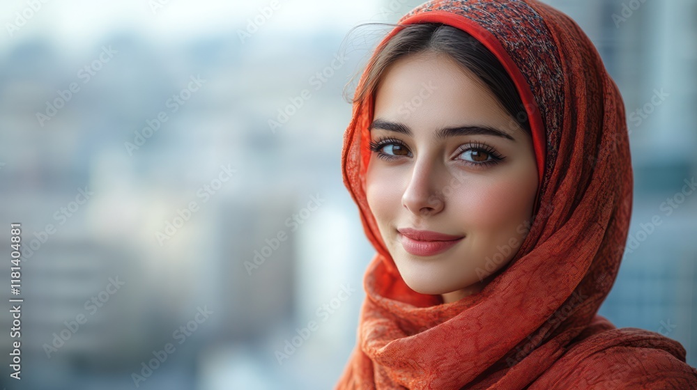 Portrait of a Young Woman in a Red Headscarf Portrait of a Young Woman in a Red Headscarf
