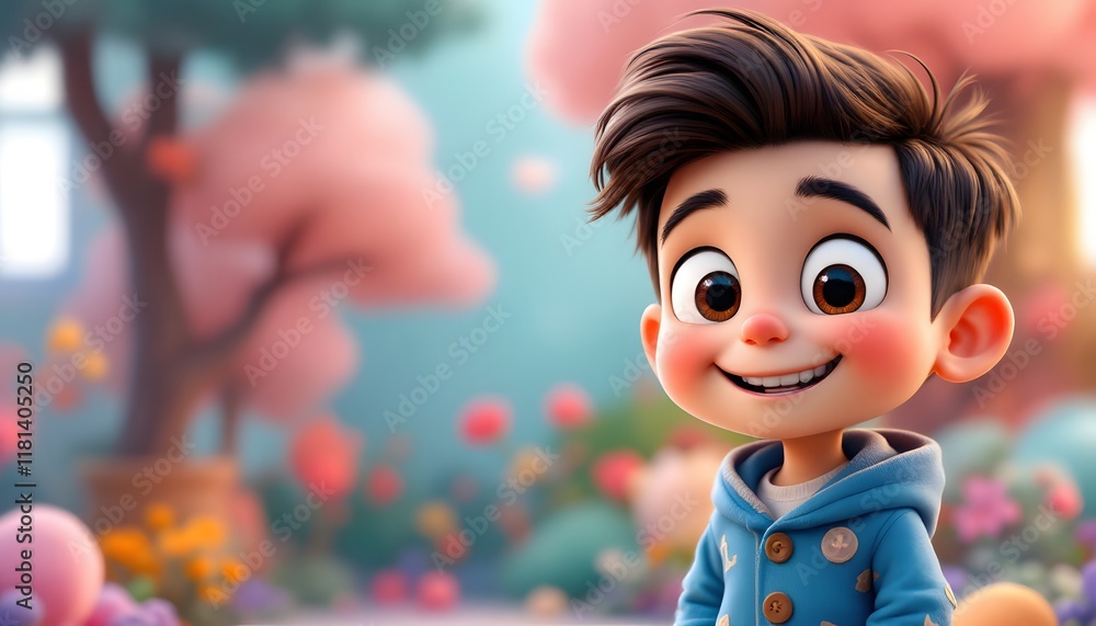 Joyful Child in a Vibrant Floral Playground Surrounded by Soft Pastel Colors Joyful Child in a Vibrant Floral Playground Surrounded by Soft Pastel Colors