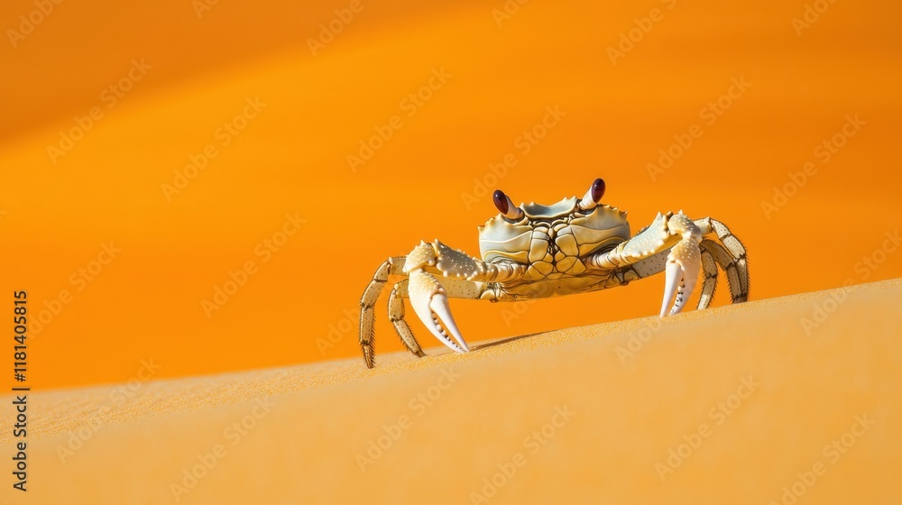 Obraz premium A crab walking across a soft orange background