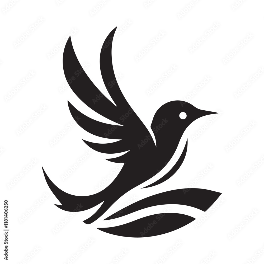 Bird flying Silhouette vector illustration for logo design and graphical art isolated on a white background, cute bird vector design Bird flying Silhouette vector illustration for logo design and graphical art isolated on a white background, cute bird vector design