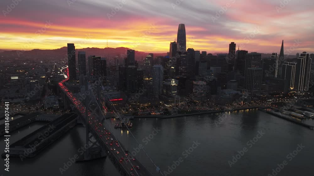 Aerial video of the Oakland Bay Bridge in Oakland California United States. California Aerial video of the Oakland Bay Bridge in Oakland California United States. California