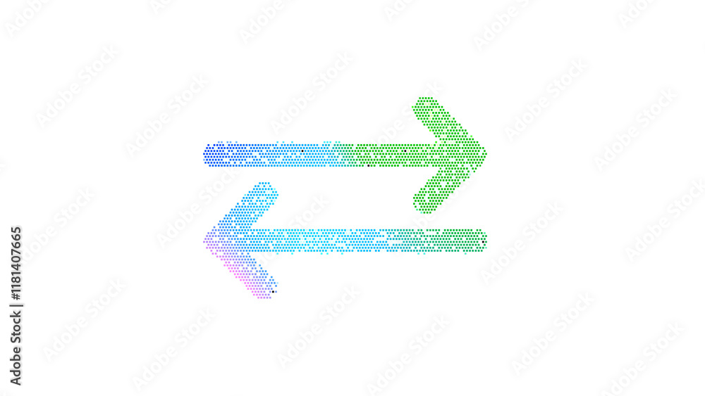 Icon exchange is made up of LED square shapes. There are bright diodes and there are black dead diodes Icon exchange is made up of LED square shapes. There are bright diodes and there are black dead diodes