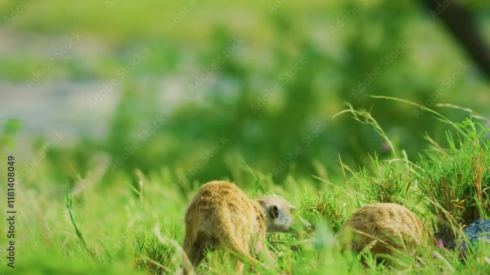 Meerkats in a savannah near Oudtshoorn South Africa. Meerkats in a savannah near Oudtshoorn South Africa.
