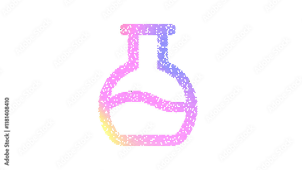 Icon flask potion is made up of LED square shapes. There are bright diodes and there are black dead diodes Icon flask potion is made up of LED square shapes. There are bright diodes and there are black dead diodes