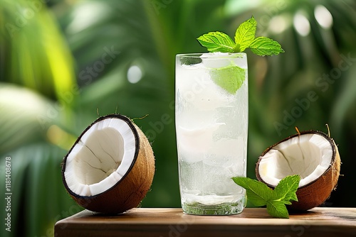 fresh coconut water a refreshing glass of coconut water with a s photo