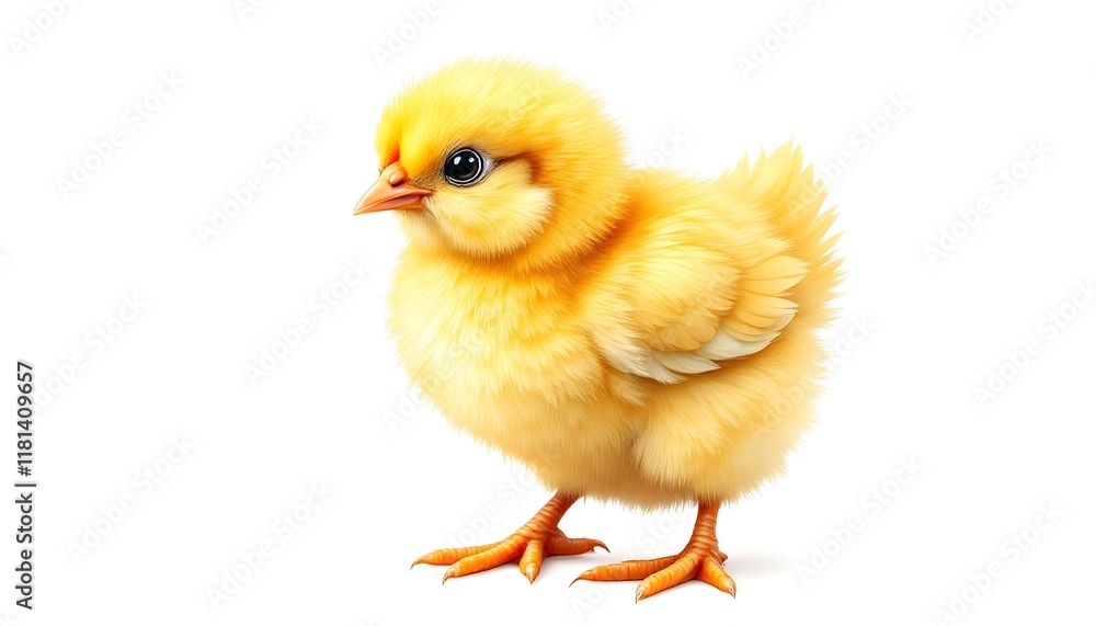 Obraz premium Adorable Yellow Chick Standing Proudly on a White Background