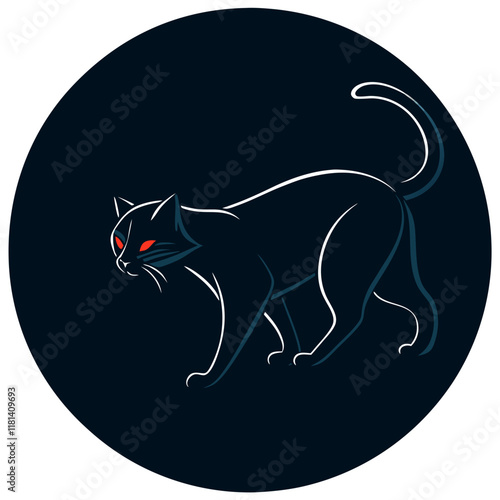 design a cat dark and mysterious mascot icon