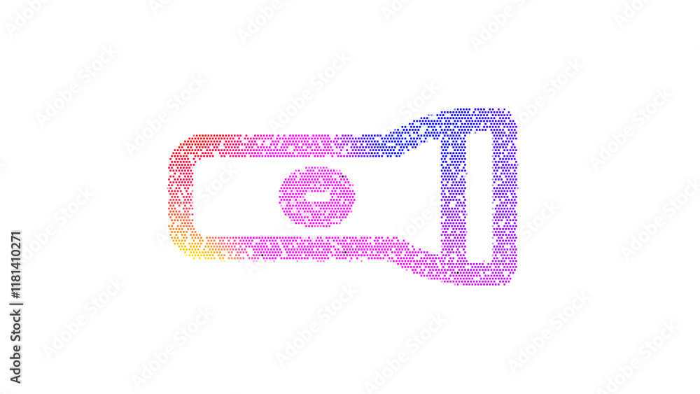 Icon flashlight is made up of LED square shapes. There are bright diodes and there are black dead diodes Icon flashlight is made up of LED square shapes. There are bright diodes and there are black dead diodes