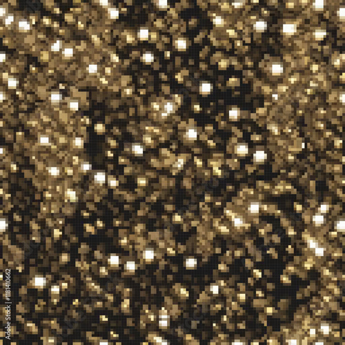Gold glitter background pixel art, close-up view.