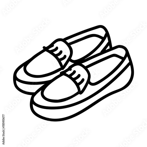 moccasins icon, footwear line art, footwear vector - simple black line art icon of moccasins perfect for logos, and footwear-themed designs.