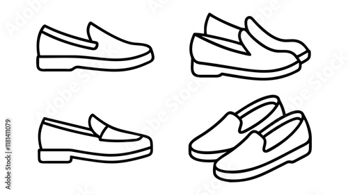 loafers icon, footwear line art, footwear vector - simple black line art icon of loafers perfect for logos, and footwear-themed designs.