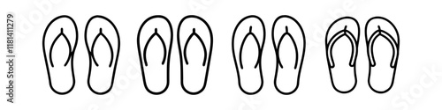 flip flops icon, footwear line art, footwear vector - simple black line art icon of flip flops perfect for logos, and footwear-themed designs.