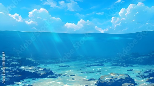 Subaquatic background in anime style photo