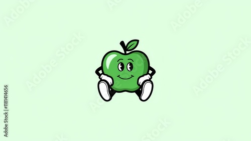 Mascot Logo of a Cartoon Green Apple Wearing Gloves and White Shoes Generative aI photo