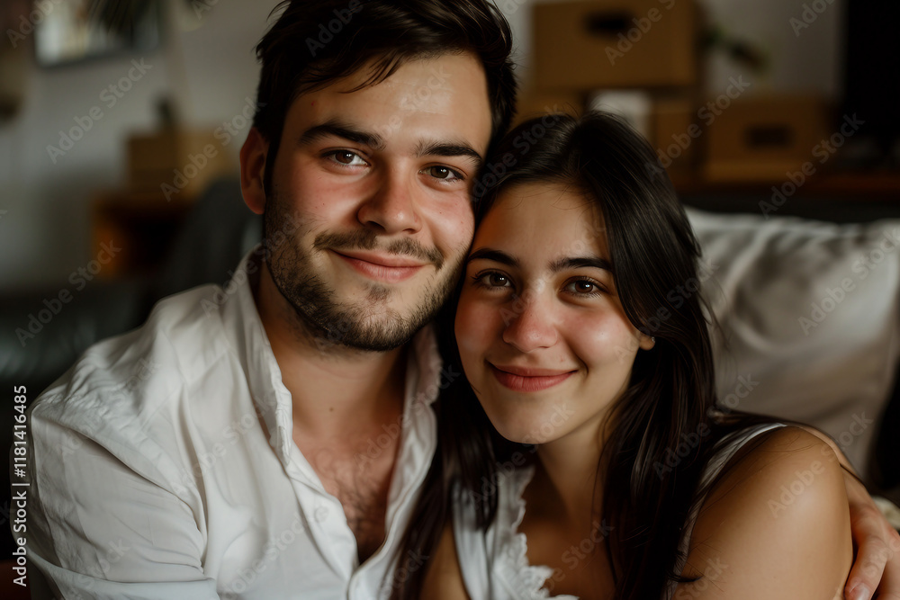 Portrait of a young couple renovate new home house indoors generative AI Portrait of a young couple renovate new home house indoors generative AI
