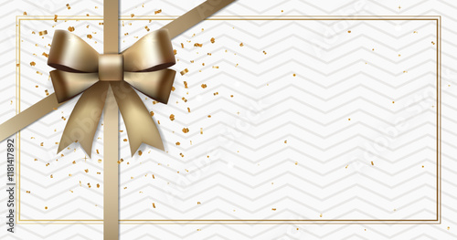 Empty gift voucher with place for text. Luxury background with gold glitter. Elegant template for card, coupon, certificate