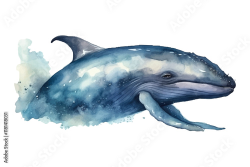 Majestic whale watercolor vector illustration photo