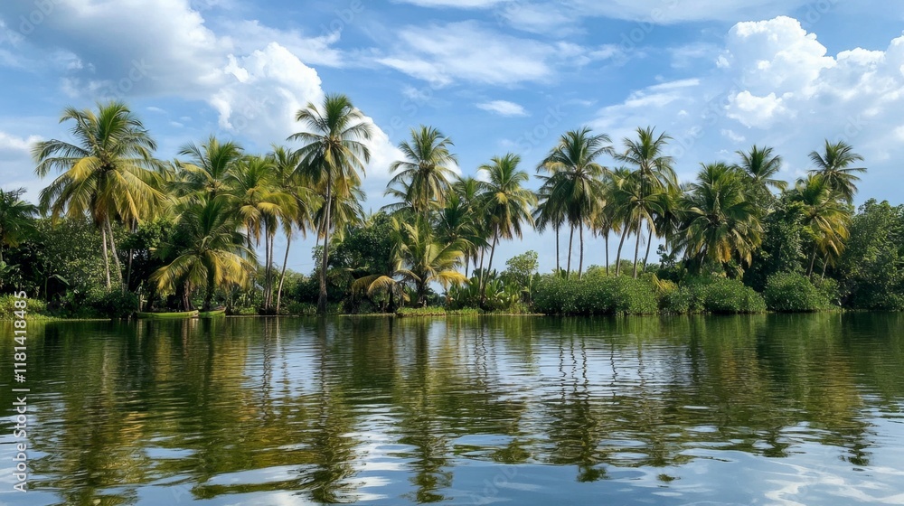 Tropical River Paradise: Lush Greenery and Calm Water Tropical River Paradise: Lush Greenery and Calm Water