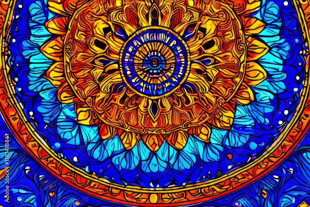 Fototapeta premium mood mandala intricate symmetrical design radiating from the sub