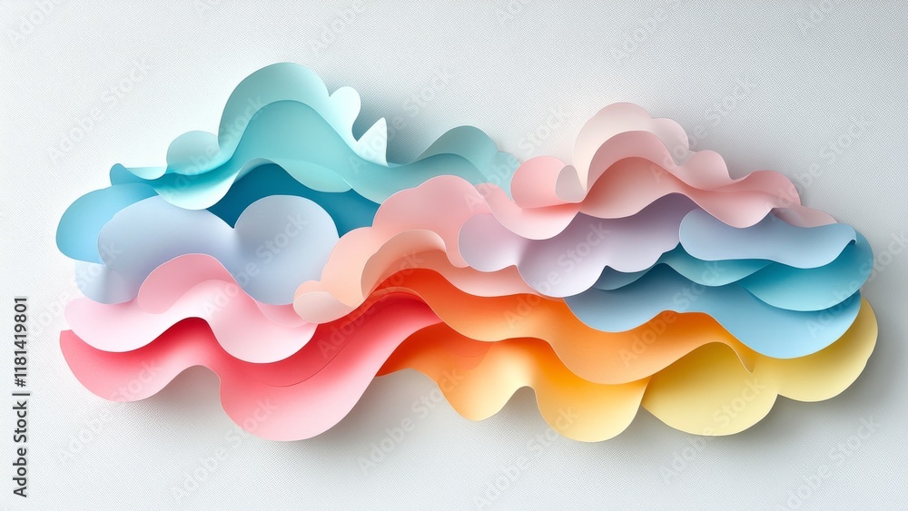 Colorful paper waves create a vibrant abstract art piece Colorful paper waves create a vibrant abstract art piece