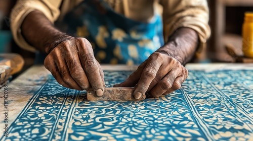 Intricate Block Printing on Textile