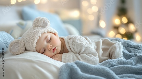 Wallpaper Mural Infant sleeps soundly, cozy blankets, soft light. Torontodigital.ca