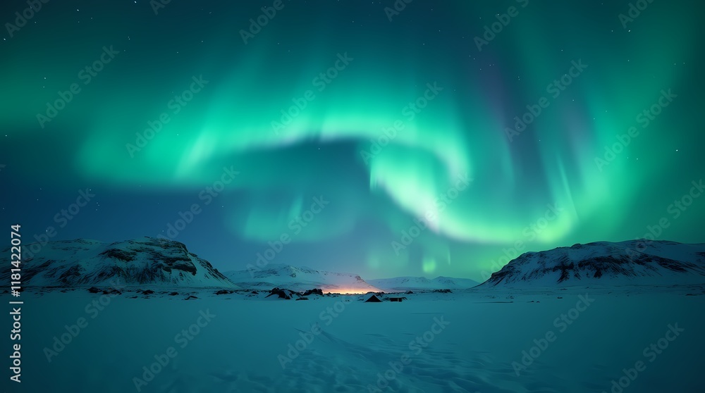 Naklejka premium Northern Lights, Polar Night in Iceland