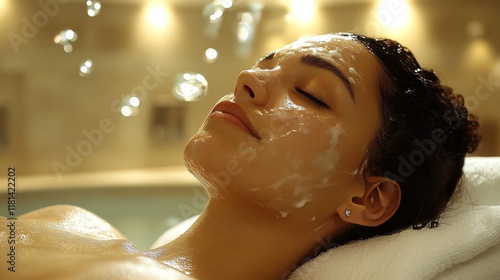 Relaxing facial treatment providing rejuvenation and hydration in a serene sp...