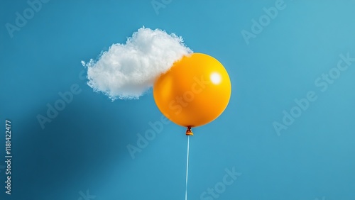 Creative balloon art featuring yellow balloon with cloud photo