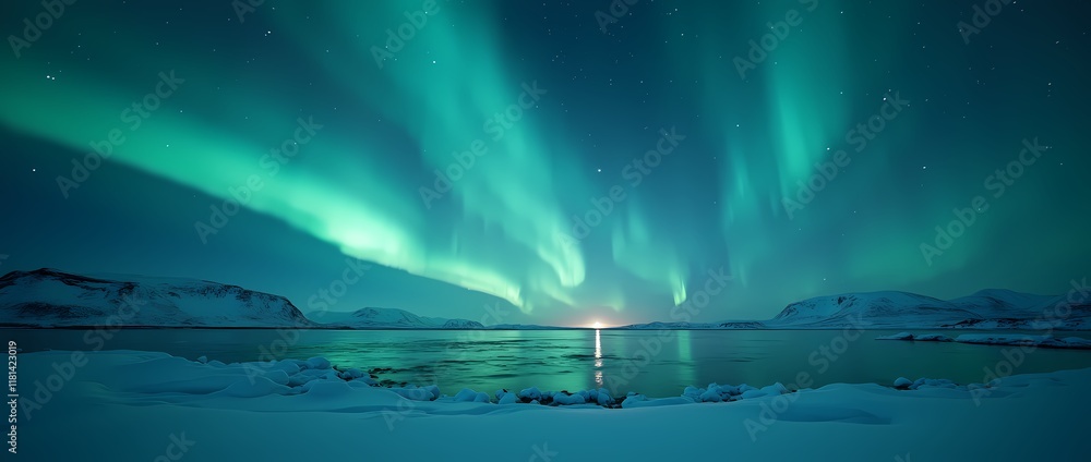 Naklejka premium Northern Lights, Polar Night in Iceland