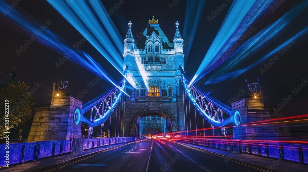 Obraz premium Tower Bridge Illuminated at Night