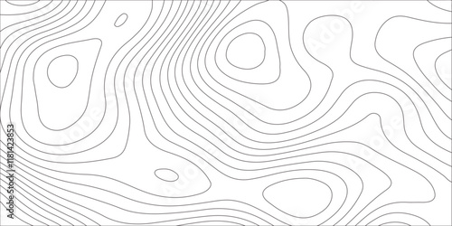 Abstract white contour wave lines topographic background, lines map seamless pattern, modern wallpaper texture and realistic design used for banner and posters, mountain relief geographic pattern.