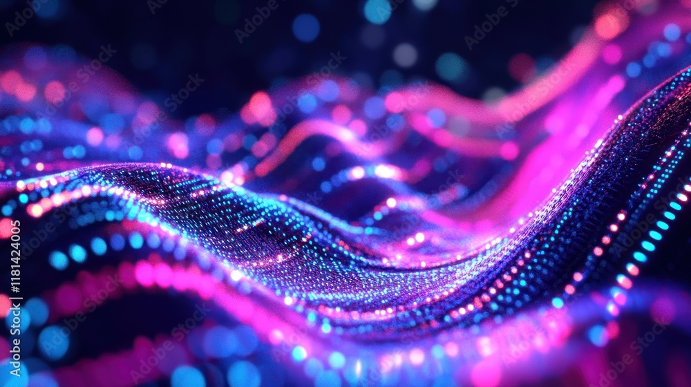 Abstract Digital Wave with Vivid Neon Colors Abstract Digital Wave with Vivid Neon Colors