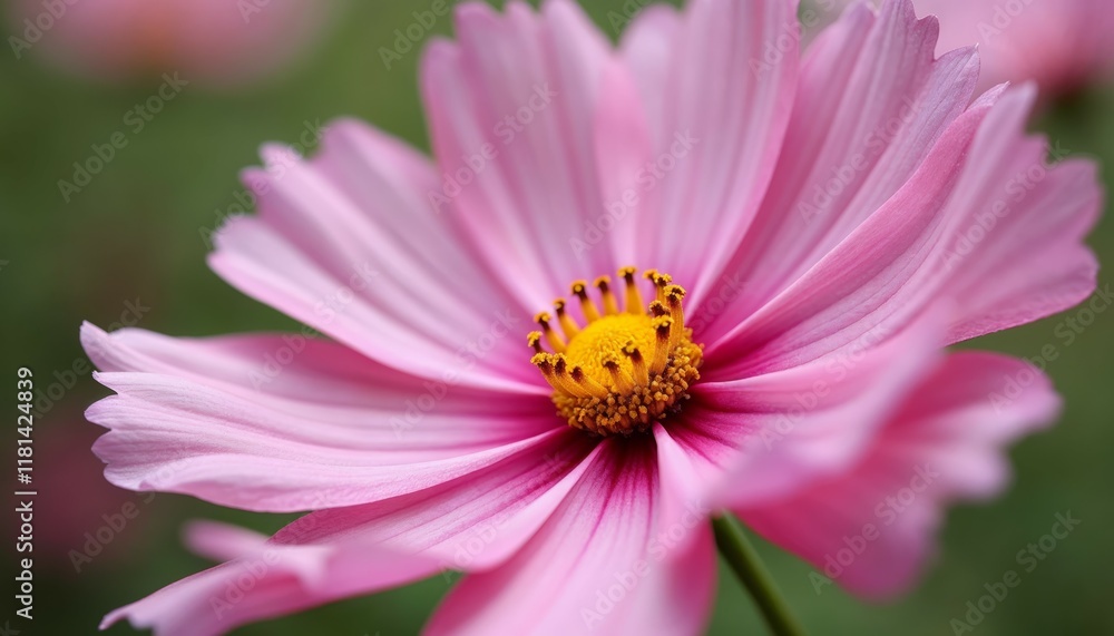 Close up of a beautiful pink cosmos flower. Nature's beauty, delicate petals, vibrant color. Close up of a beautiful pink cosmos flower. Nature's beauty, delicate petals, vibrant color.