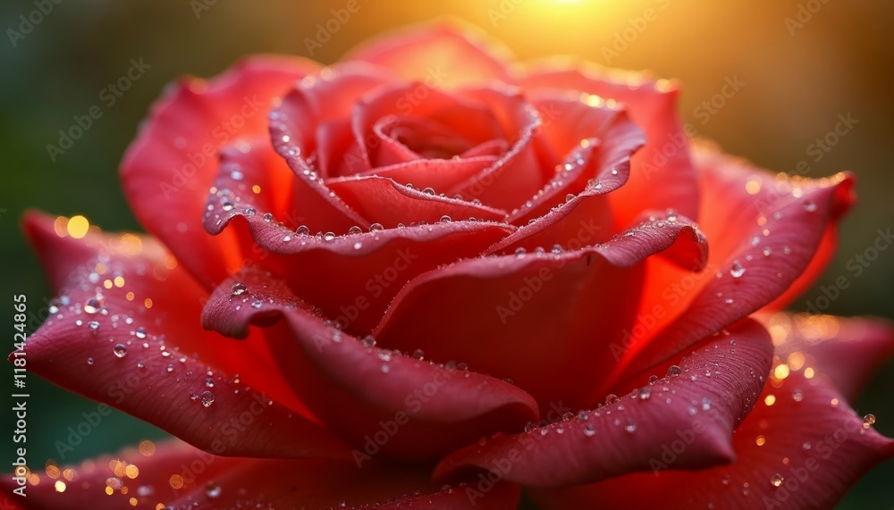 Red Rose Dew Drops Sunlight Red Rose Dew Drops Sunlight