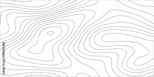 Abstract white contour wave lines topographic background, lines map seamless pattern, modern wallpaper texture and realistic design used for banner and posters, mountain relief geographic pattern.